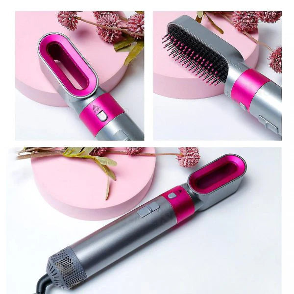 5-in-1 Multifunctional Hair Dryer & Styling Tool – Hot Air Comb, Curler, Straightener, Ionic Blow Dryer with Detachable Attachments