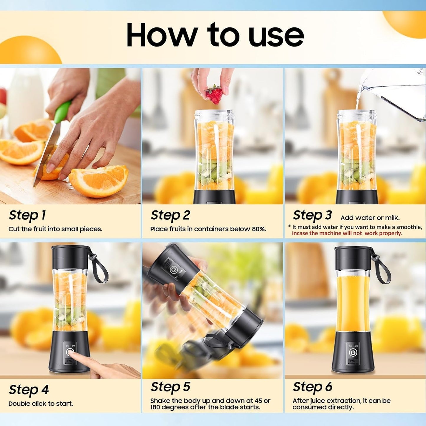 Portable Handy Juicer Blender β 6 Blades in 3D | FlexMart π₯€