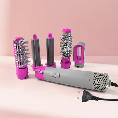 5-in-1 Multifunctional Hair Dryer & Styling Tool – Hot Air Comb, Curler, Straightener, Ionic Blow Dryer with Detachable Attachments